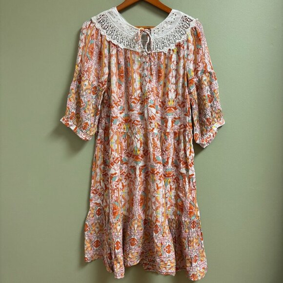 Anthropologie Women Midi Dress Size Sml Oversized Lace Floral Granny Cottagecore - Picture 5 of 14
